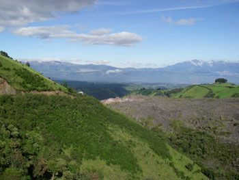 End of the Antisana lava flow looking towards Quito